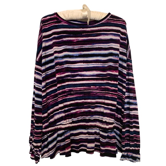 Willow Drive Drawstring Peplum Women Top Blue Stroke, XL - Picture 2 of 4